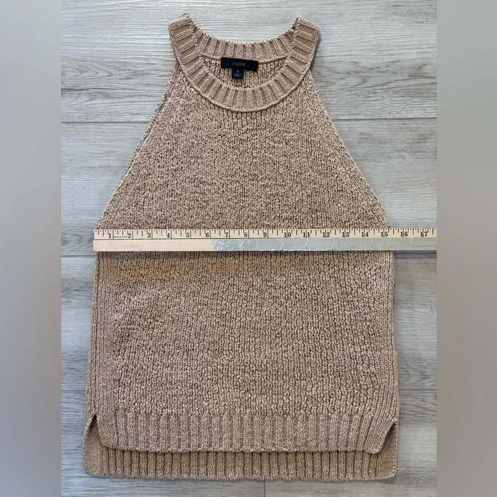 J CREW Sweater Tank Top High Neck Textured Knit Natural Tan Sz S Preppy Vacation - Picture 7 of 11